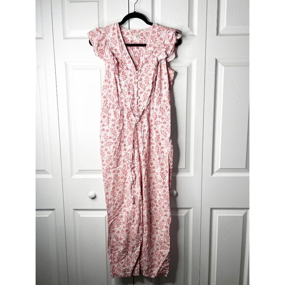 La Vie Rebecca Taylor Wave Paisley Pink White Jumpsuit Women's Size Small S